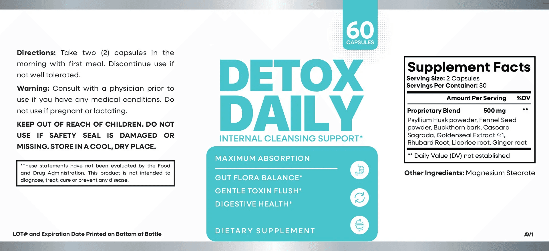 3 Bottle Ultimate Bundle supplement facts label