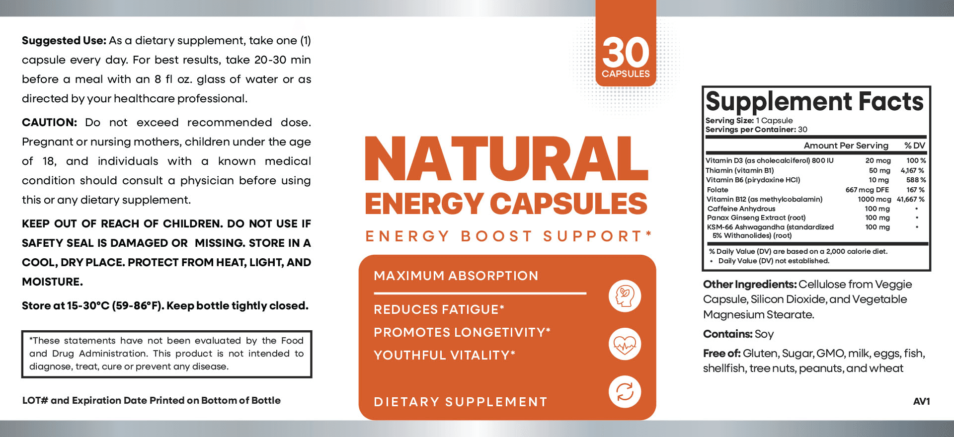 3 Bottle Ultimate Bundle supplement facts label